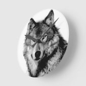 Zwart-witte wolf ronde klok (Hoek)