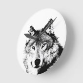 Zwart-witte wolf ronde klok (Hoek)