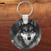 Zwart-witte wolf sleutelhanger (Voorkant)