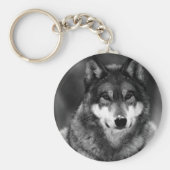 Zwart-witte wolf sleutelhanger (Voorkant)