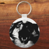 Zwart-witte wolf sleutelhanger (Voorkant)