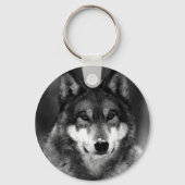 Zwart-witte wolf sleutelhanger (Voorkant)