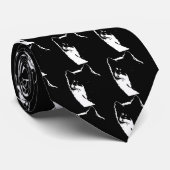 Zwart-witte wolf stropdas (Opgerold)