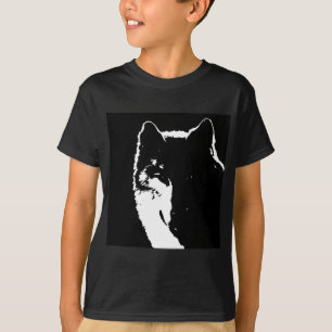 Zwart-witte wolf t-shirt