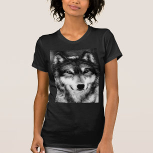 Zwart-witte wolf t-shirt