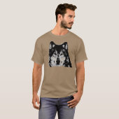Zwart-witte wolf t-shirt (Voorkant volledig)