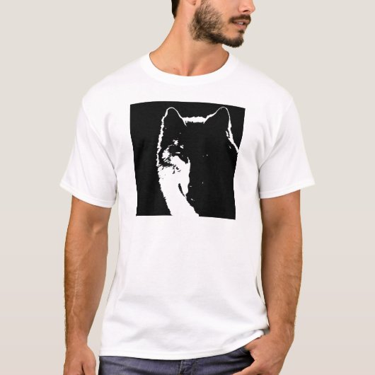 Zwart-witte wolf t-shirt (Voorkant)
