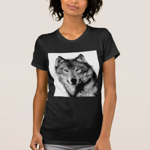 Zwart-witte wolf t-shirt