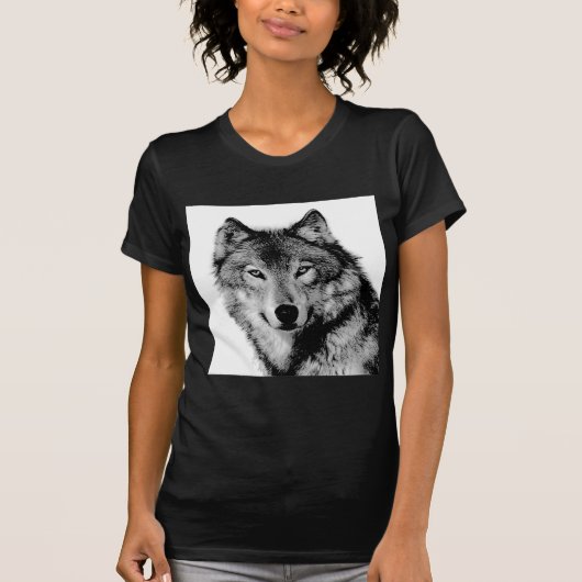 Zwart-witte wolf t-shirt (Voorkant)
