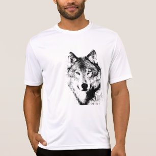 Zwart-witte wolf t-shirt