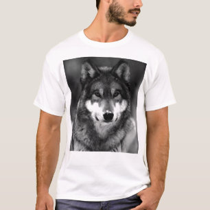 Zwart-witte wolf t-shirt