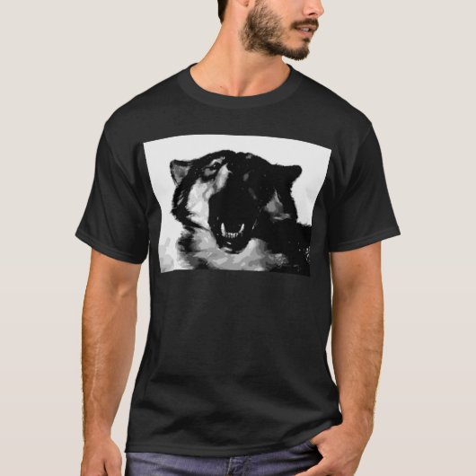 Zwart-witte wolf t-shirt (Voorkant)