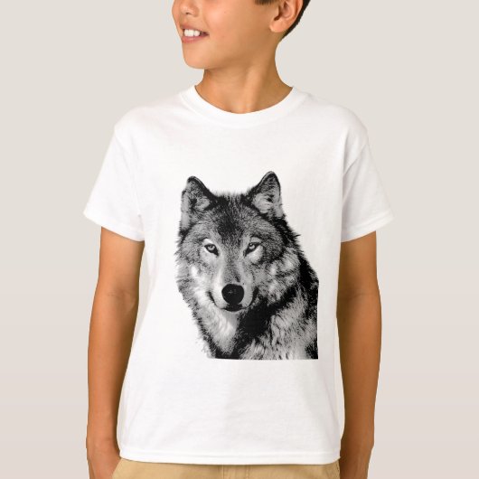 Zwart-witte wolf t-shirt (Voorkant)