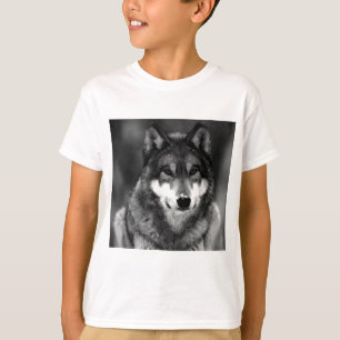 Zwart-witte wolf t-shirt