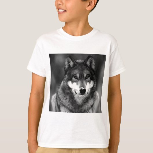 Zwart-witte wolf t-shirt (Voorkant)