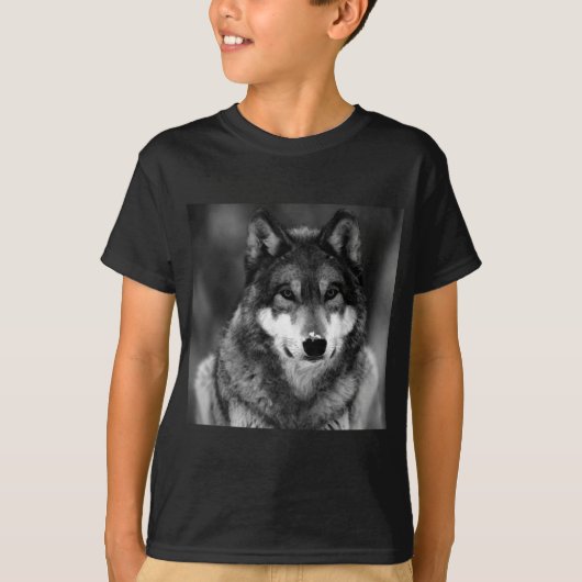 Zwart-witte wolf t-shirt (Voorkant)