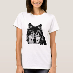 Zwart-witte wolf t-shirt