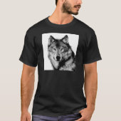 Zwart-witte wolf t-shirt (Voorkant)