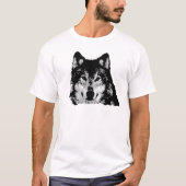 Zwart-witte wolf t-shirt (Voorkant)