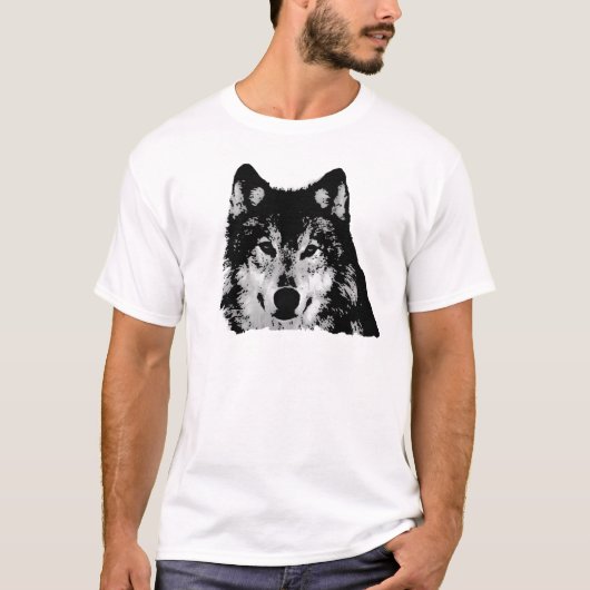 Zwart-witte wolf t-shirt (Voorkant)