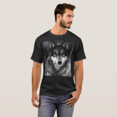 Zwart-witte wolf t-shirt (Voorkant volledig)