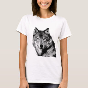 Zwart-witte wolf t-shirt