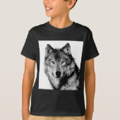 Zwart-witte wolf t-shirt (Voorkant)