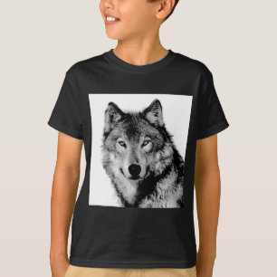 Zwart-witte wolf t-shirt