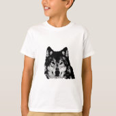 Zwart-witte wolf t-shirt (Voorkant)