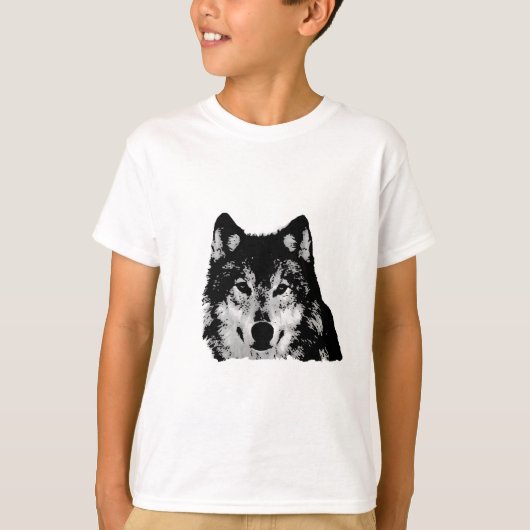 Zwart-witte wolf t-shirt (Voorkant)