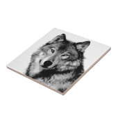 Zwart-witte wolf tegeltje (Zijkant)