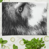 Zwart-witte wolf theedoek (Gevouwen)