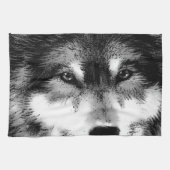 Zwart-witte wolf theedoek (Horizontaal)