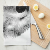 Zwart-witte wolf theedoek (Quarter Fold)