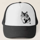 Zwart-witte wolf trucker pet (Voorkant)