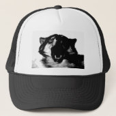Zwart-witte wolf trucker pet (Voorkant)