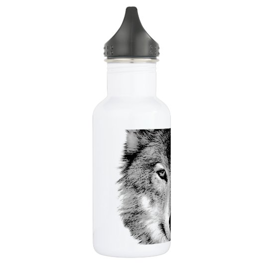 Zwart-witte wolf waterfles  (Links)