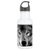 Zwart-witte wolf waterfles (Voorkant)