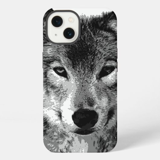 Zwart & Witte Wolfogen iPhone Hoesje (Achterkant)