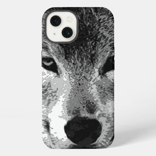 Zwart & Witte Wolfogen iPhone Hoesje (Achterkant)
