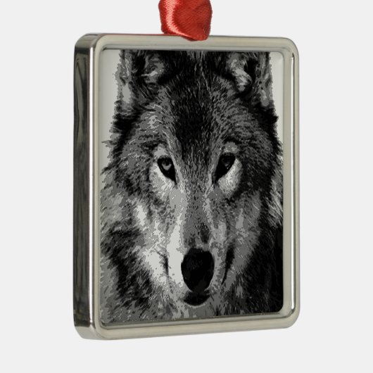 Zwart-witte wolfogen metalen ornament (Rechts)