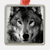 Zwart-witte wolfogen metalen ornament (Voorkant)