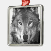 Zwart-witte wolfogen metalen ornament (Links)