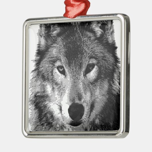 Zwart-witte wolfogen metalen ornament (Links)