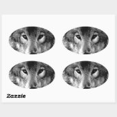 Zwart-witte wolfogen ovale sticker (Vel)