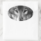 Zwart-witte wolfogen ovale sticker (Tas)