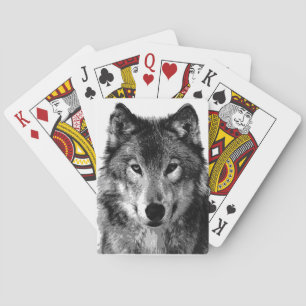 Zwart-witte wolfogen pokerkaarten