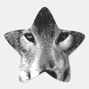 Zwart-witte wolfogen ster sticker