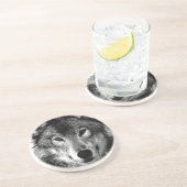 Zwart-witte wolfogen zandsteen onderzetter (Zijkant)