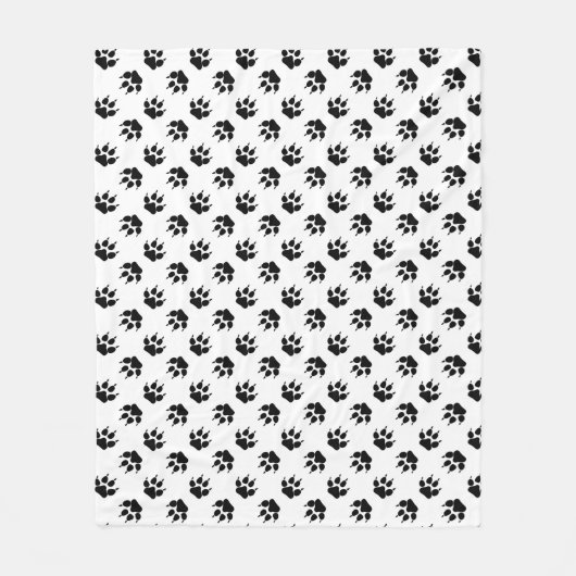 Zwart-Witte Wolfpoot Fleece Deken (Voorkant)